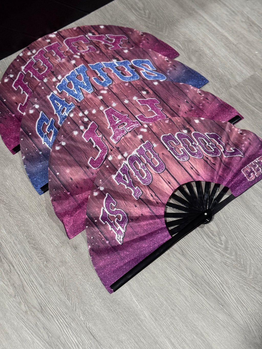 Wood & Glitter Clack Fan (Custom)