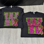 Breast Cancer Letter Spangle Shirt (Custom)