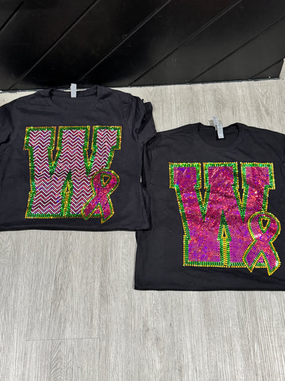 Breast Cancer Letter Spangle Shirt (Custom)