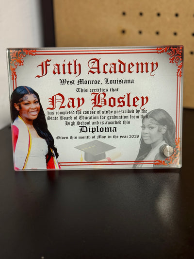 Glass Diploma Frame (custom)